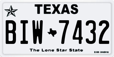 TX license plate BIW7432