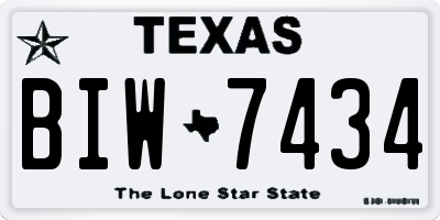 TX license plate BIW7434