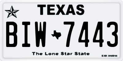 TX license plate BIW7443