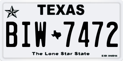 TX license plate BIW7472