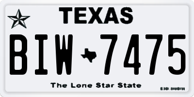 TX license plate BIW7475