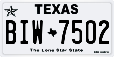 TX license plate BIW7502