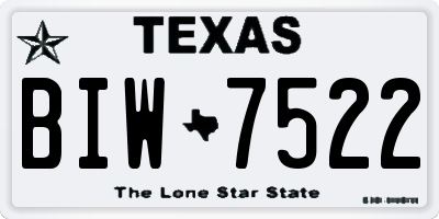 TX license plate BIW7522