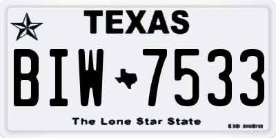TX license plate BIW7533