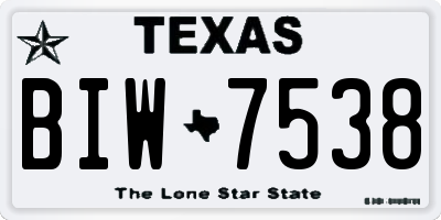 TX license plate BIW7538