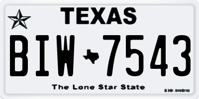 TX license plate BIW7543