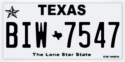 TX license plate BIW7547