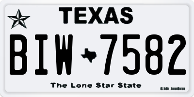 TX license plate BIW7582