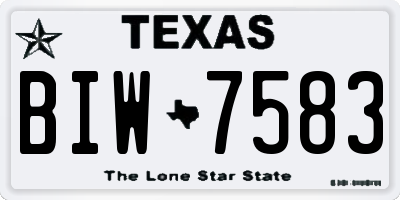 TX license plate BIW7583