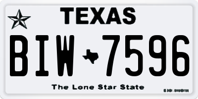 TX license plate BIW7596