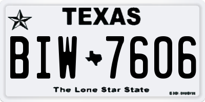TX license plate BIW7606