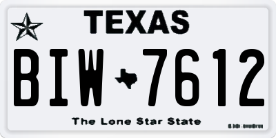 TX license plate BIW7612