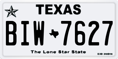 TX license plate BIW7627