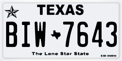 TX license plate BIW7643