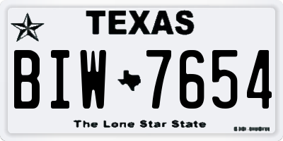 TX license plate BIW7654