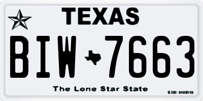 TX license plate BIW7663