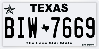 TX license plate BIW7669