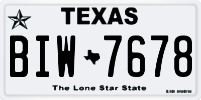 TX license plate BIW7678