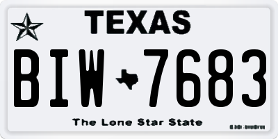 TX license plate BIW7683