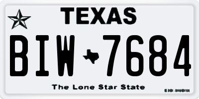 TX license plate BIW7684