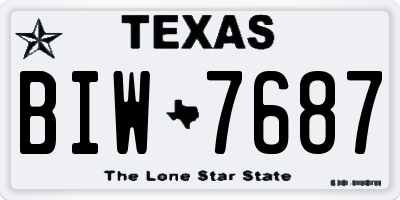 TX license plate BIW7687