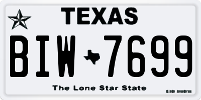 TX license plate BIW7699