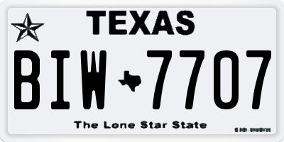 TX license plate BIW7707