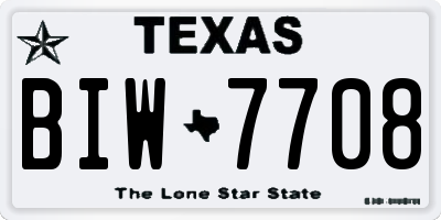 TX license plate BIW7708