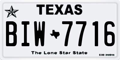 TX license plate BIW7716