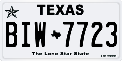 TX license plate BIW7723