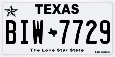 TX license plate BIW7729