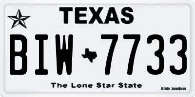 TX license plate BIW7733