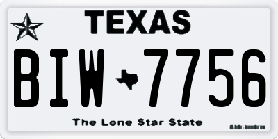 TX license plate BIW7756