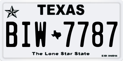 TX license plate BIW7787