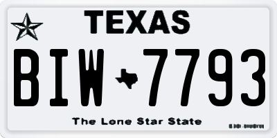 TX license plate BIW7793