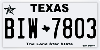 TX license plate BIW7803