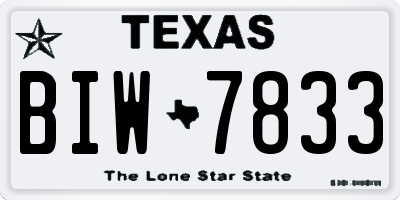 TX license plate BIW7833
