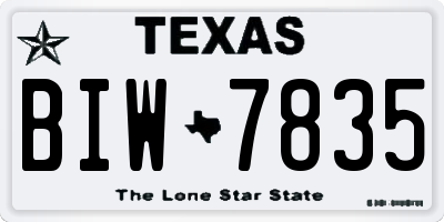 TX license plate BIW7835
