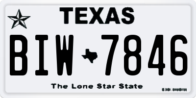 TX license plate BIW7846