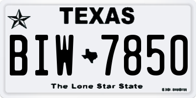 TX license plate BIW7850