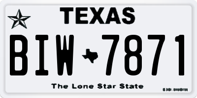 TX license plate BIW7871