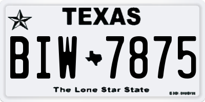 TX license plate BIW7875