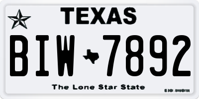 TX license plate BIW7892