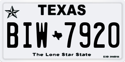 TX license plate BIW7920