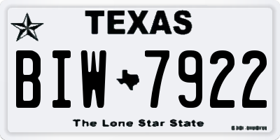 TX license plate BIW7922