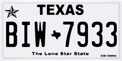 TX license plate BIW7933