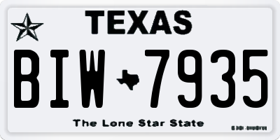 TX license plate BIW7935