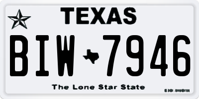 TX license plate BIW7946
