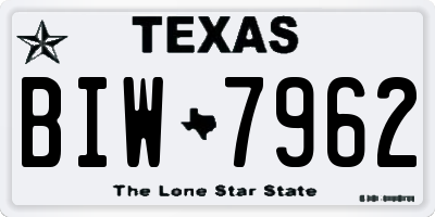 TX license plate BIW7962