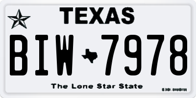 TX license plate BIW7978